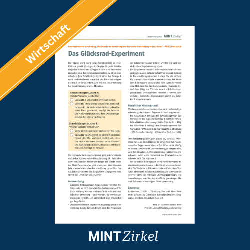 Das Glücksrad Experiment 4-2020 Titelbild