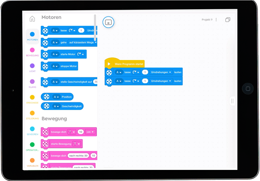 Programmieroberfläche SPIKE App