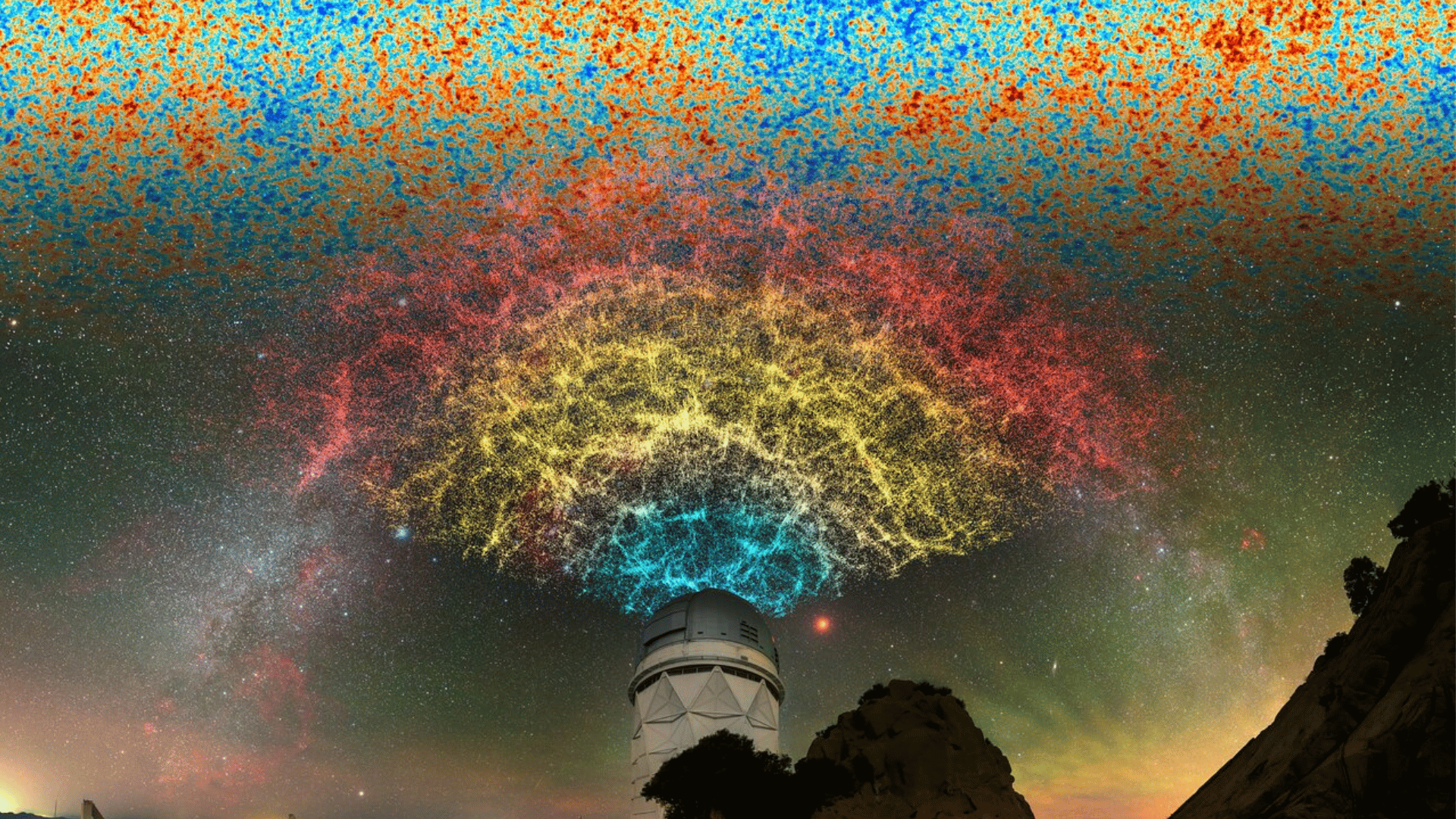 Mit dem DESI-Instrument in Arizona wird gegenwärtig eine dreidimensionale Karte der Position und Bewegung vieler Millionen Galaxien erstellt