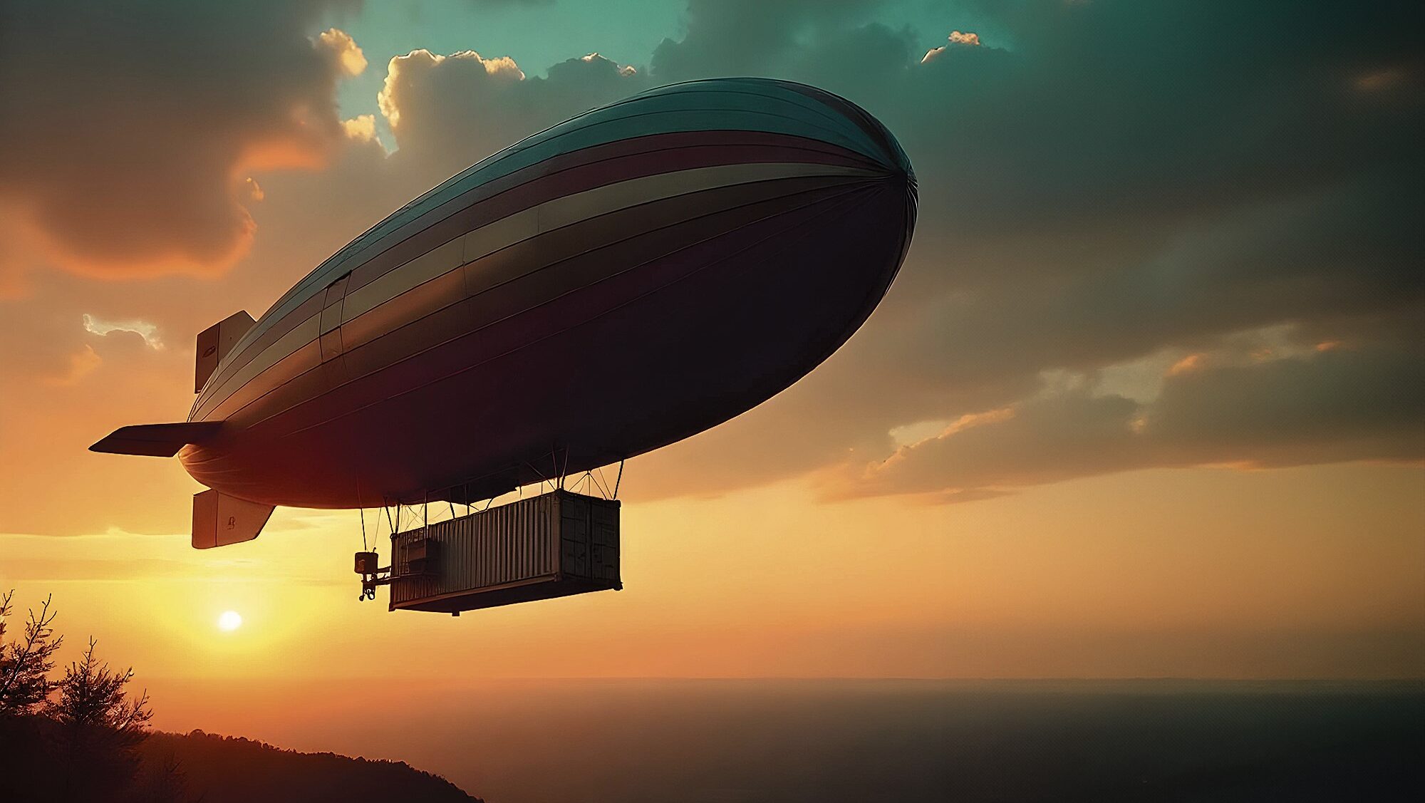 Zeppelin in der Abendsonne